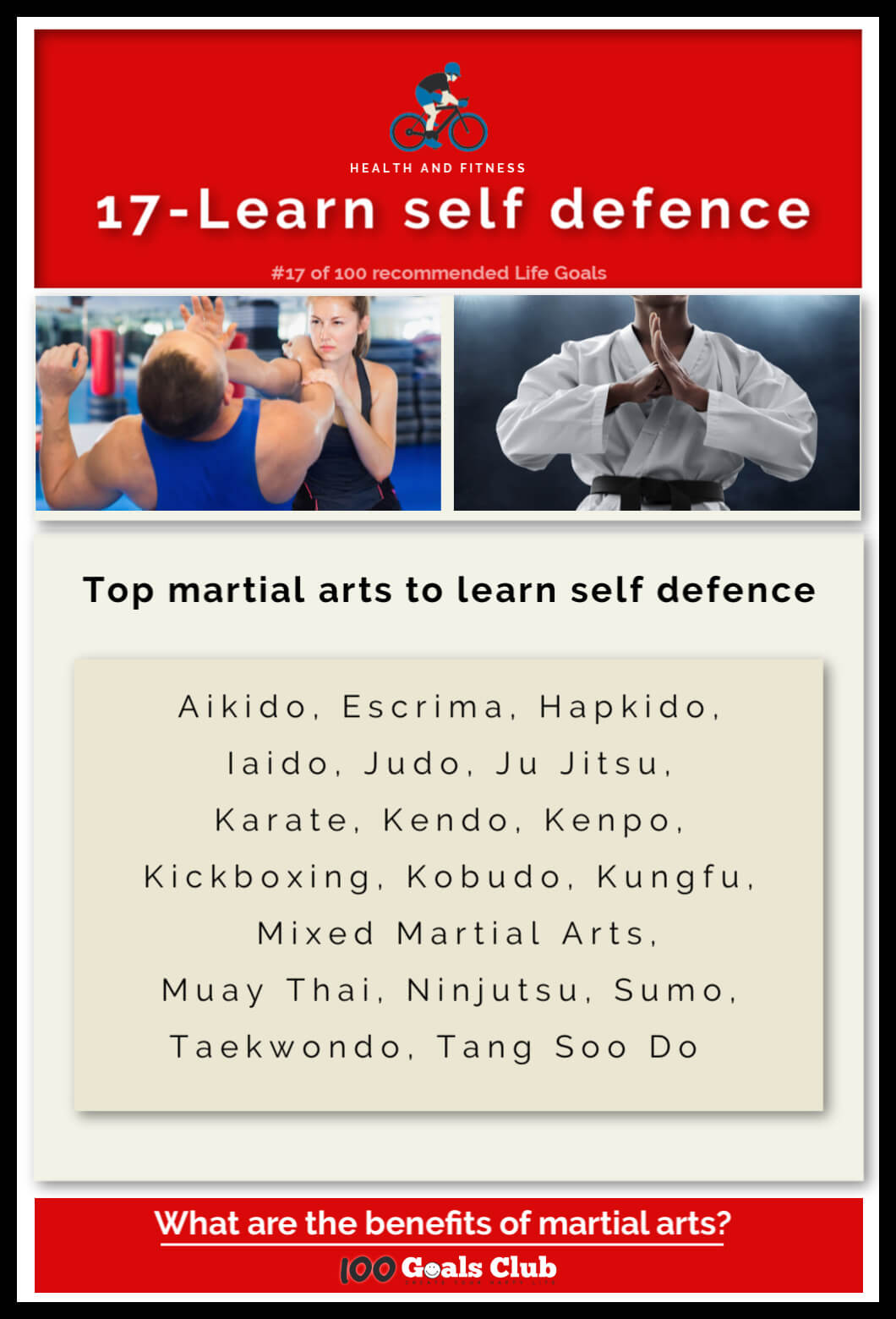 Being able to protect yourself in a situation where you are being confronted or attacked could just save your life. The benefits of martial arts to develop your self defence skills has numerous benefits beyond protecting yourself. 